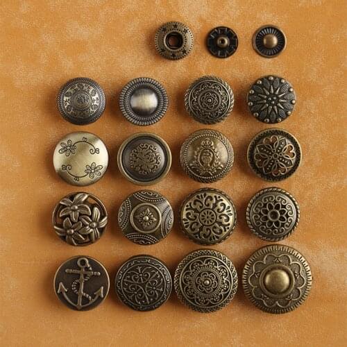 50 Set Vintage Metal Press Studs Sewing Button Snap Button Fasteners Sewing Leather Craft Clothes Bags Garment