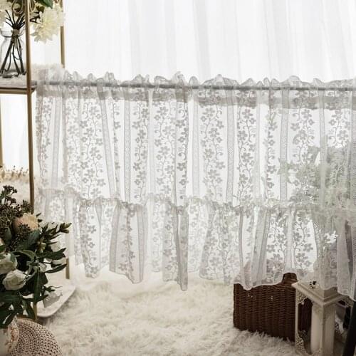 Embroidered Lace Short Curtain Translucent Window Curtains Breathable Tulle European Style Kitchen Coffee Shop Curtains ZH053Z