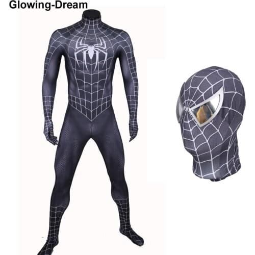 High Quality Mirror Lens Raimi Spider Cosplay Costume Black Venom Costume