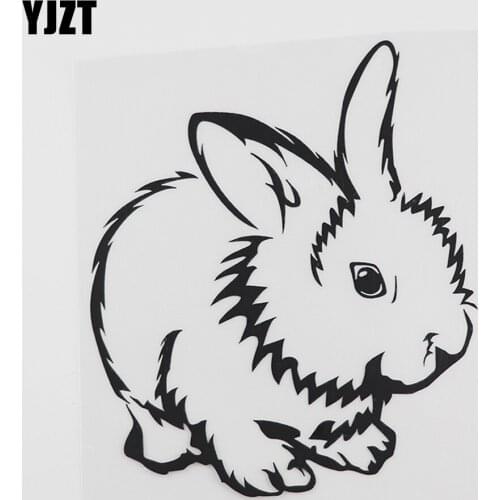 YJZT 12.9CMX15.1CM Cute Bunny Pet Animals Vinyl Car Sticker Black/Silver 8A-0119