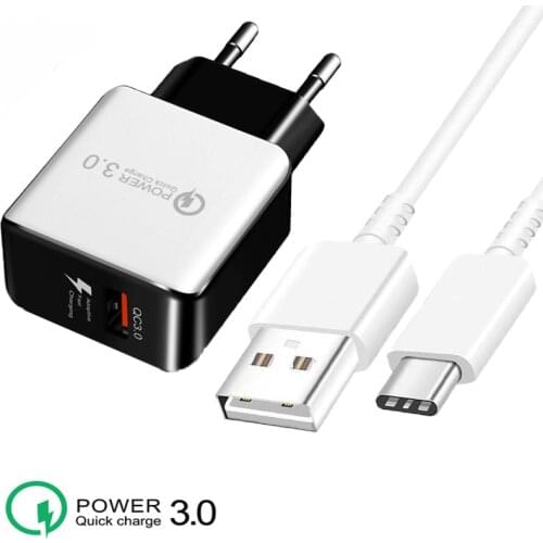 EU Plug Phone Charger 3A Fast Charger Type C Cable For OPPO F17 A93 A53 A52 A72 Reno 2 Z 3 4 5 Realme 5 6 7 7i Pro USB C Cable