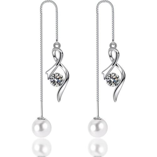 Womens Elegant Lovely Ribbon Dangling Tassel Ball Drop Earrings Womens Little Beads Pendant Fashion Jewellery