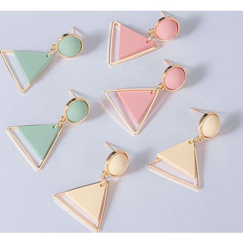 Autumn Winter New Korean Earrings Vintage Acrylic Pink Drop Earring For Women Fashion Heart Dangle Earring 2020 Trend Jewelry