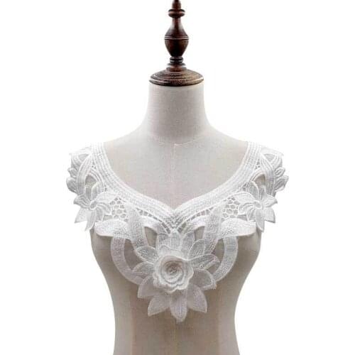 1 Pcs 3D Flower Applique Lace Neckline Collar Crochet Fake Collar For Wedding Bridal Dress Summer Dress Sweater