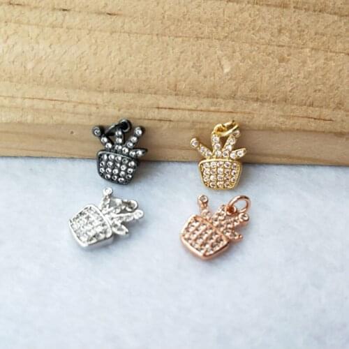 10 Pieces Tiny CZ crystal imperial crown Charm Jewelry CZ zircon Stone Micro pave Pendant Finding DIY necklace for women PD959