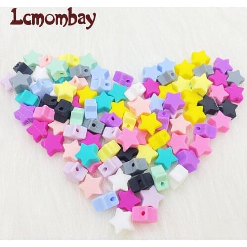 100/200pcs star Silicone Beads BPA Free Baby Nursing Chewable Teething Beads Pacifier Teether DIY Necklace