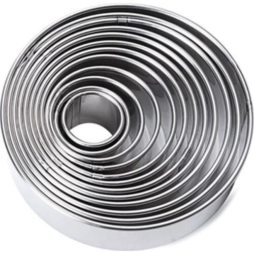 14 Pcs Open Cutter Round Cookie Molds Stainless Steel Sweet Moulds for Cooking Baking Sugar Paste and Cake Kitchen Bar Y5JC