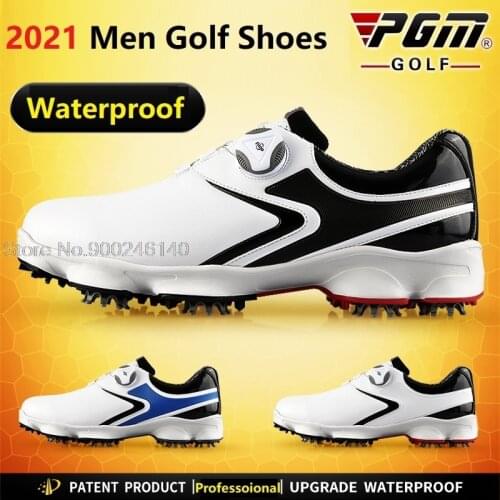 2021 Pgm Golf Shoes Men Rotating Knobs Buckle Golf Sneakers Waterproof Golf Shoes Spikes Nail Non-Slip Training Sneakers
