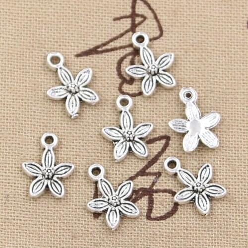 30pcs Charms Flower 11x11mm Antique Making Pendant fit,Vintage Tibetan Bronze Silver color,DIY Handmade Jewelry