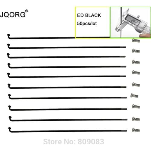 50pcs/lot 12G Black Spokes Diameter 2.6mm J-bend Electric Bicycle Spokes Equal Diameter Black Color Electric Bike Wheel Spokes