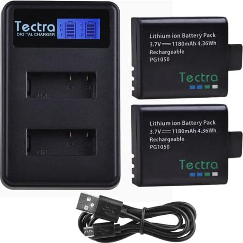 1180mAh 2Pcs PG1050 Battery for SJCAM SJ4000 SJ5000 M10 SJ5000X EKEN H9 H9R H3 H3R H8PRO H8R H8 Battery+LCD Dual Charger+Cable