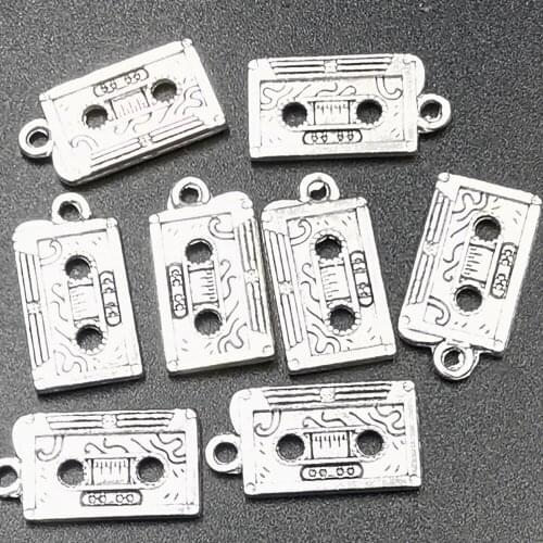 Antiquing 20pcs Charms Retro 80s Cassette Tape Pendants Making DIY Handmade Tibetan Jewelry 23*13mm