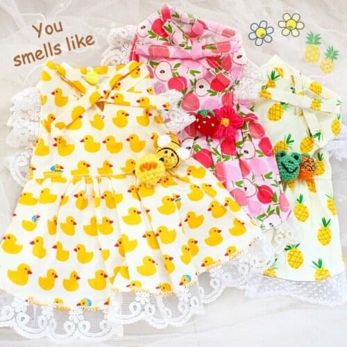 Free shipping handmade simple adorable comfortable 100%cotton lace sleeve dog clothes dress roupa cachorro ropa perro mascotas