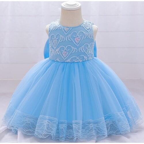 Sequined Lace Christening Princess Wedding Toddler Birthday Party Children Baptism Baby Girl Clothes Summer Dresses Vestidos