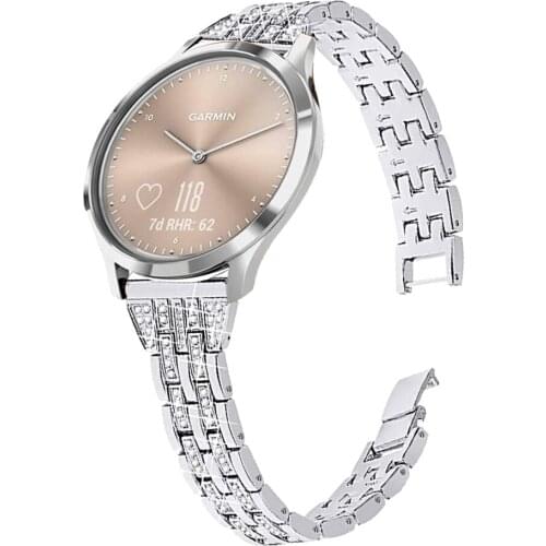 Bling Bands Compatible Garmin Watch Vivoactive 4 3 Garmin Vivomove HR Active Watch,Dressy Jewelry Metal Wristband Strap Diamond