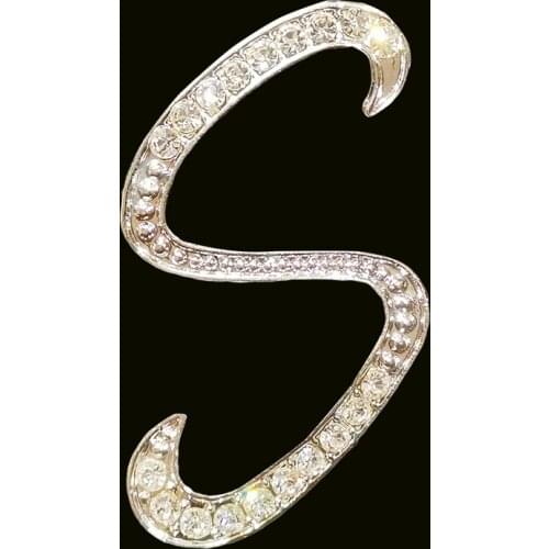 RSHCZY Letter S Cute Brooch For Women Men Rhinestones Crystal Silver Color Metal Pins Jewelry Accessories Christmas Gift