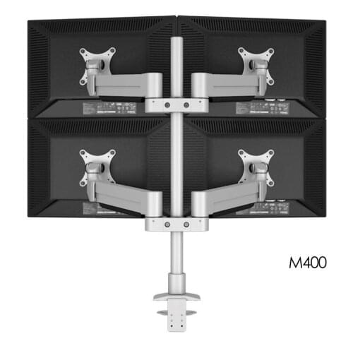 Hyvarwey M400 Desktop Quad Monitor Holder Support Aluminum Full Motion 4 Screen Monitor Arm Loading 16kgs with 70cm Stand Pole