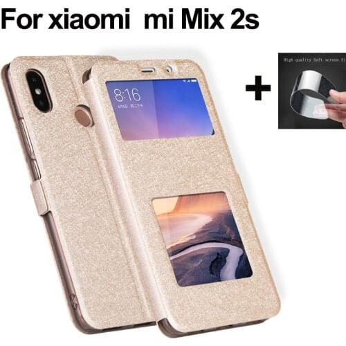 For xiaomi mi Mix 2s case back cover Luxury open window Flip Leather Case For xiaomi mi mix2s Phone Cases mimix 2s shell capa