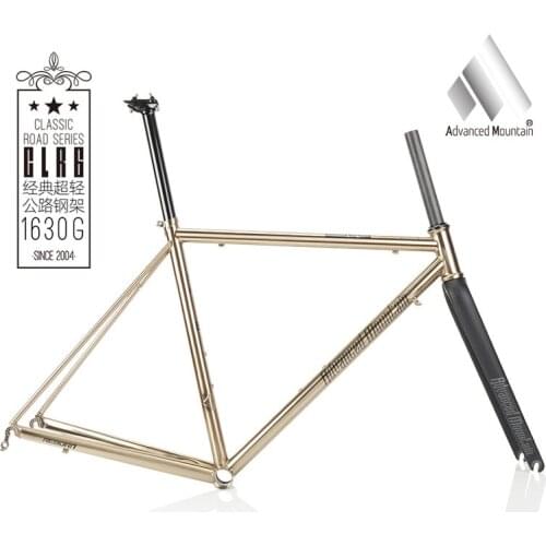 Road Bike Fameset AM CLR6200 700C CR-MO4135 steel Heating Treated Carbon Fork Highway Cycling Bicycle Classic Silver Frame