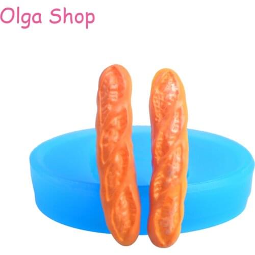 GYL032 45.1mm Long French Bread Silicone Mold - Baguette Bread Charm Resin Jewelry Miniature Food Sugarcraft Miniaturesweet