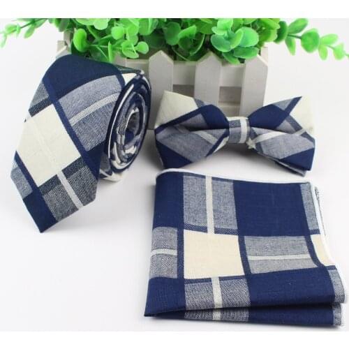 Women Cotton Neck Tie Set For Men Slim Tie Necktie Bowtie Hankerchief Papillon Rainbow Wedding Bowties Cravat Corbatas