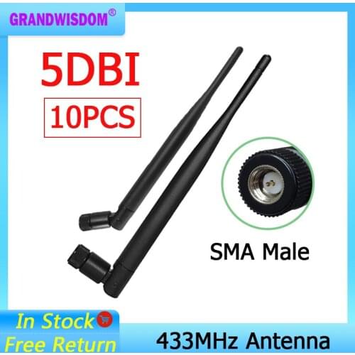 10pcs 433MHz Antenna 5dbi SMA Male Connector folding 433 mhz antena waterproof directional antenne wireless Receiver for Lorawan