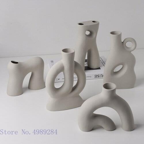 Creative Ceramic Vase Irregular Hollow Abstraction Flower Arrangement Ceramic Handicraft Ornaments Home Decoration Flowers Vases