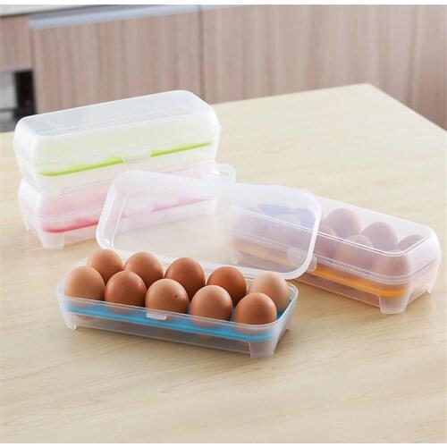 Kitchen Supplies 10 Grid Transparent Egg Refrigerator Storage Box Portable Outdoor Anti-collision Plastic Egg Box Food Container