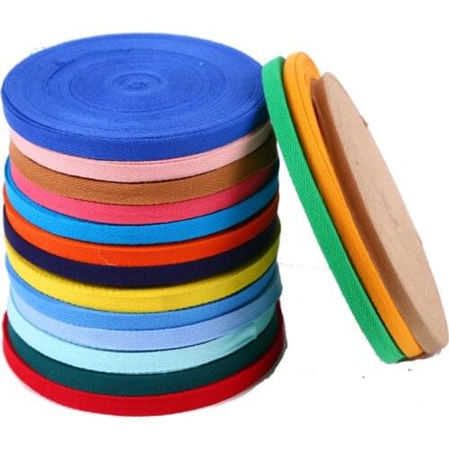 Ribbon 1cm 2cm Multi Color Herringbone Tape Ribbons 10mm Woven Cotton Sewing Overlock Cloth Strap Belt DIY Accessories 50Yards