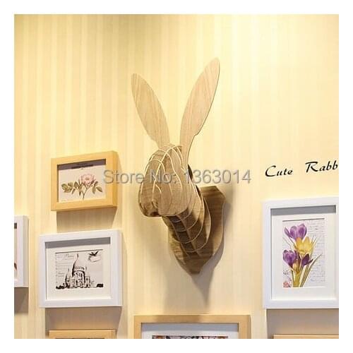 Cute Bunny wood animal head MDF wood wall decor self-build puzzle