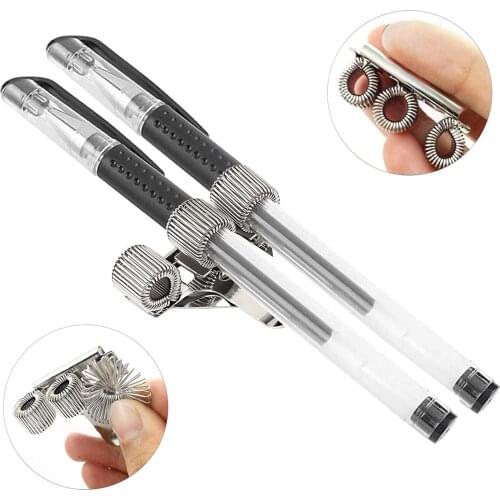 2021 New Three-tier Metal Triple Hole Metal Spring Pen Holder With Pocket Clip Doctors Nurse Uniform Pen Holders Office Supplies