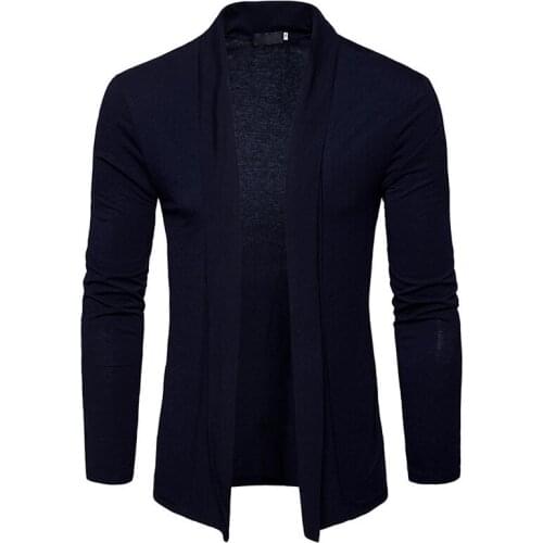 2020 Korean New Fashion Autumn Outerwear Coats male Casual Slim Knitted Sweater Men Long Sleeve Solid color Cardigan S-XXL