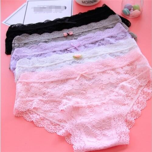 New Arrived 4Pcs/Lot Girl Panties Underwear Lace Briefs Cotton Lingerie Soft Comfortable Bowknot Cartoon Panty Wholesale A386-4