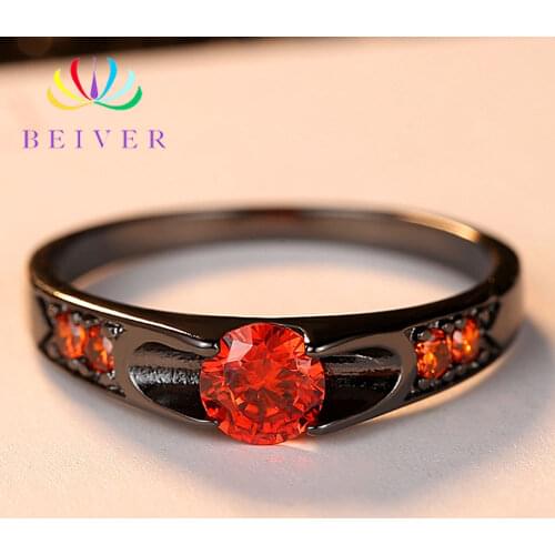 Beiver Black Gold Color Assembly Anel Feminino Bijoux Aneis 0.5 Ct Engagement Ring Zirconia Jewelry Rings Mothers Day Gifts