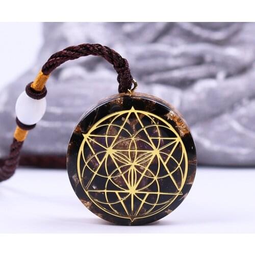 Handmade Orgonite Pendant Necklace Obsidian Quartz Crystal Healing Stone Energy Emf Protection Jewelry