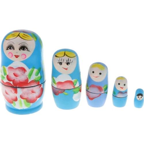 RETRO WOOD RUSSIAN NEST DOLLS Matryoshka Babushka Christmas Gift