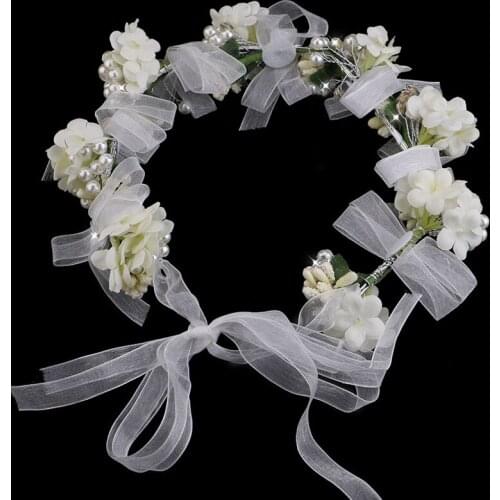Romantic Wedding Hair Accessories For Bridal Elegant Peral Flowers Tiaras Women Hairbands Garland Hair Jewelry EA