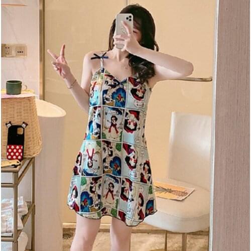 Sexy Womens Summer Sleeveless Slip Nightgowns V-Neck Temptation Mini Nightdress & Sleepshirts Suspenders Lingerie