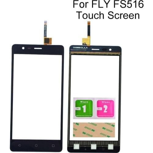 Moible Phone Touchscreen Sensor Panel For Fly Cirrus 12 FS516 FS 516 Touch Screen Digitizer Panel Tools Front Glass 3M Glue