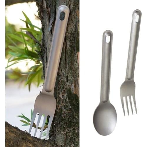 EDC Spoon Long Straight Handle Lightweight Portable Corrosion Resistant Pure Titanium Tablewares Outdoor Camping Travel Flatware