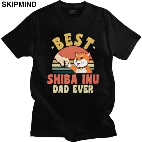 Vintage Japanese Shiba Inu T-Shirt Men Short-Sleeve Cotton Best Dog Dad Ever T Shirt Pet Lover Tshirt Casual Tee Tops Gift Merch
