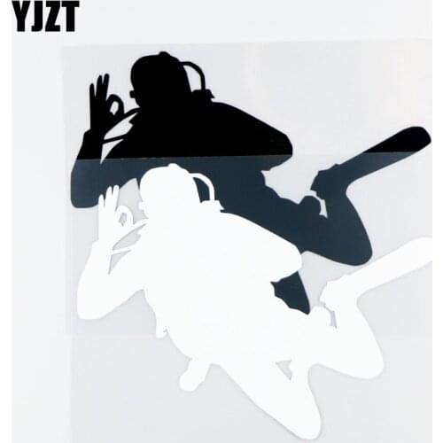 YJZT 18.2×13.7CM Diver Athlete Body Exterior Decoration Car Sticker Vinyl Fun Decal Black/Silver 20A-0147