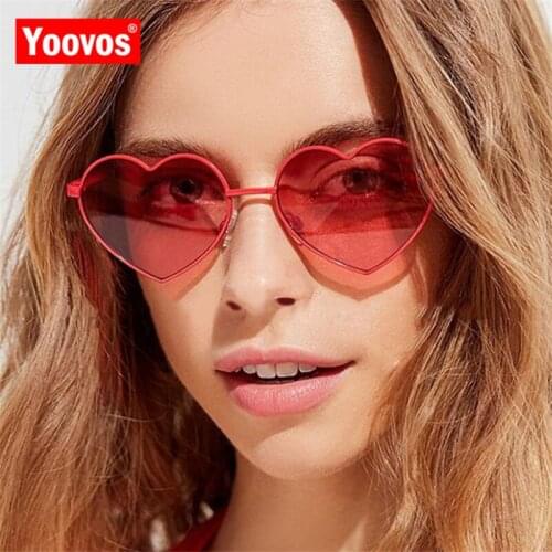 Yoovos 2021 New Heart Ocean Lens Sunglasses Women Mirror Vintage Metal Eyeglasses Retro Fashion UV400 Oculos De Sol Feminino