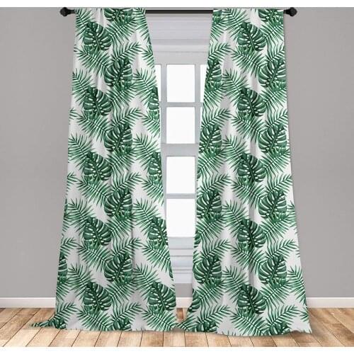 Leaf Curtain for Kids Room Palm Mango Banana Tree Leaves in Tropical Wild Safari Island Jungle Artwork Lightweight Window Drapes