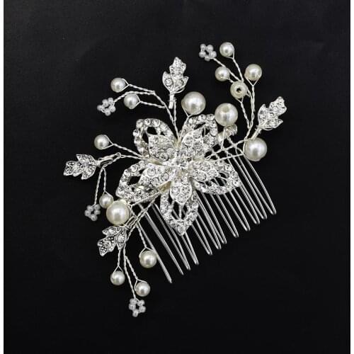 Pearl Hairpin Bridal Hair Combs Flower Wedding Hair Accessories for Hair Ornaments Girl Crystal Clip Women Brides Hair Jewelry