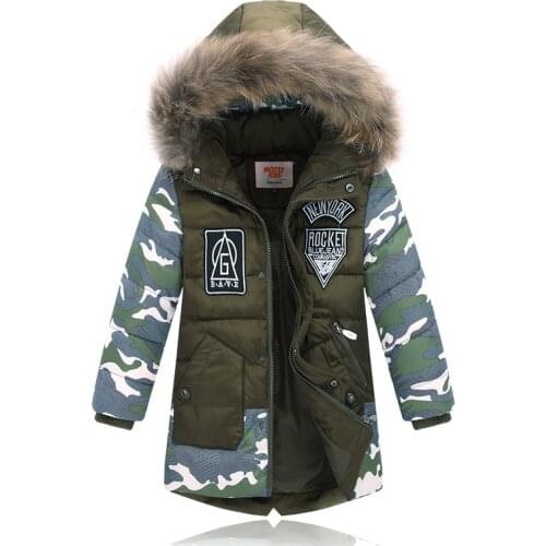 Winter Jacket For Boy Real Fur Hooded Down Jacket 2-10Y Kids Boys Casual Warm Thicken Children Winter Outerwear & Coats