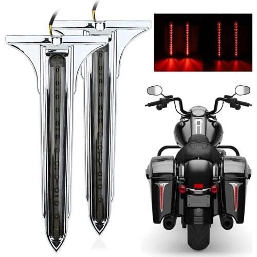 1set Motorcycle LED Rear Saddlebag Lamp Chrome Wedge Sword Lamp Warning Tail Light Decorative Light For Harley Touring