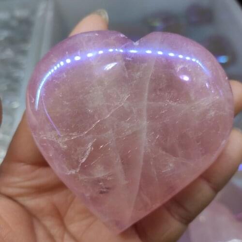 1pcs Natural angel aura electroplating heart shaped pink rose quartz crystal gemstone for crystals healing stones