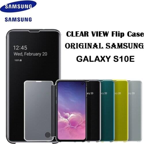 100% Original Samsung Galaxy S10E Clear S-View Filp Cover Standing Mirror Rouse Slim Wallet Flip Case