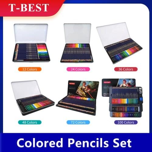 12/24/36/48/72/100 Colored Pencils Water Soluble Color Pencils with Brush and Metal Box Art Supplies for Children